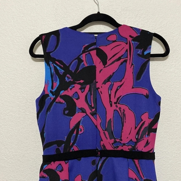 Taylor Purple and Pink Floral Fit & Flare Pleated Dress Size 10 - Picture 5 of 9